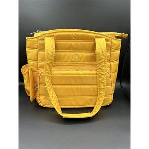 LUG Quilted Shoulder Tote Bag Yellow Travel Multi Pockets